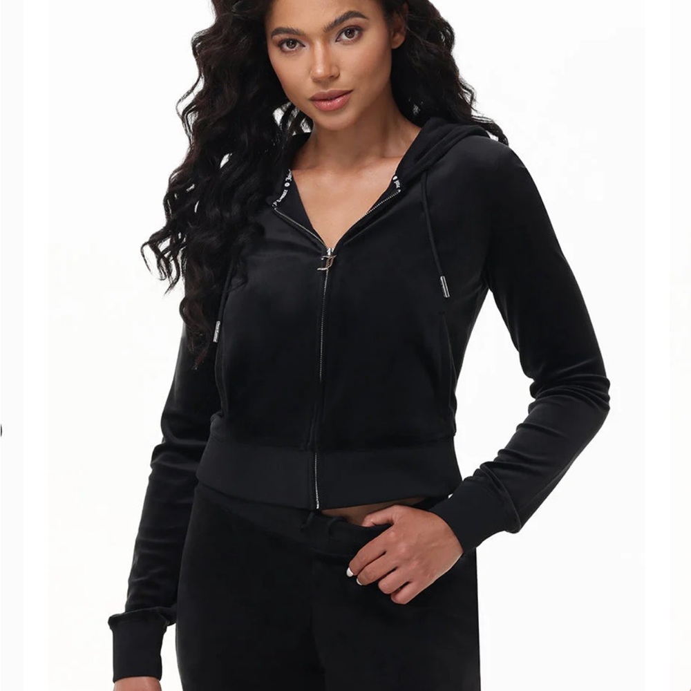 Juicy Couture Black Crystal Logo Velour Jumpsuit - Picture 2 of 2